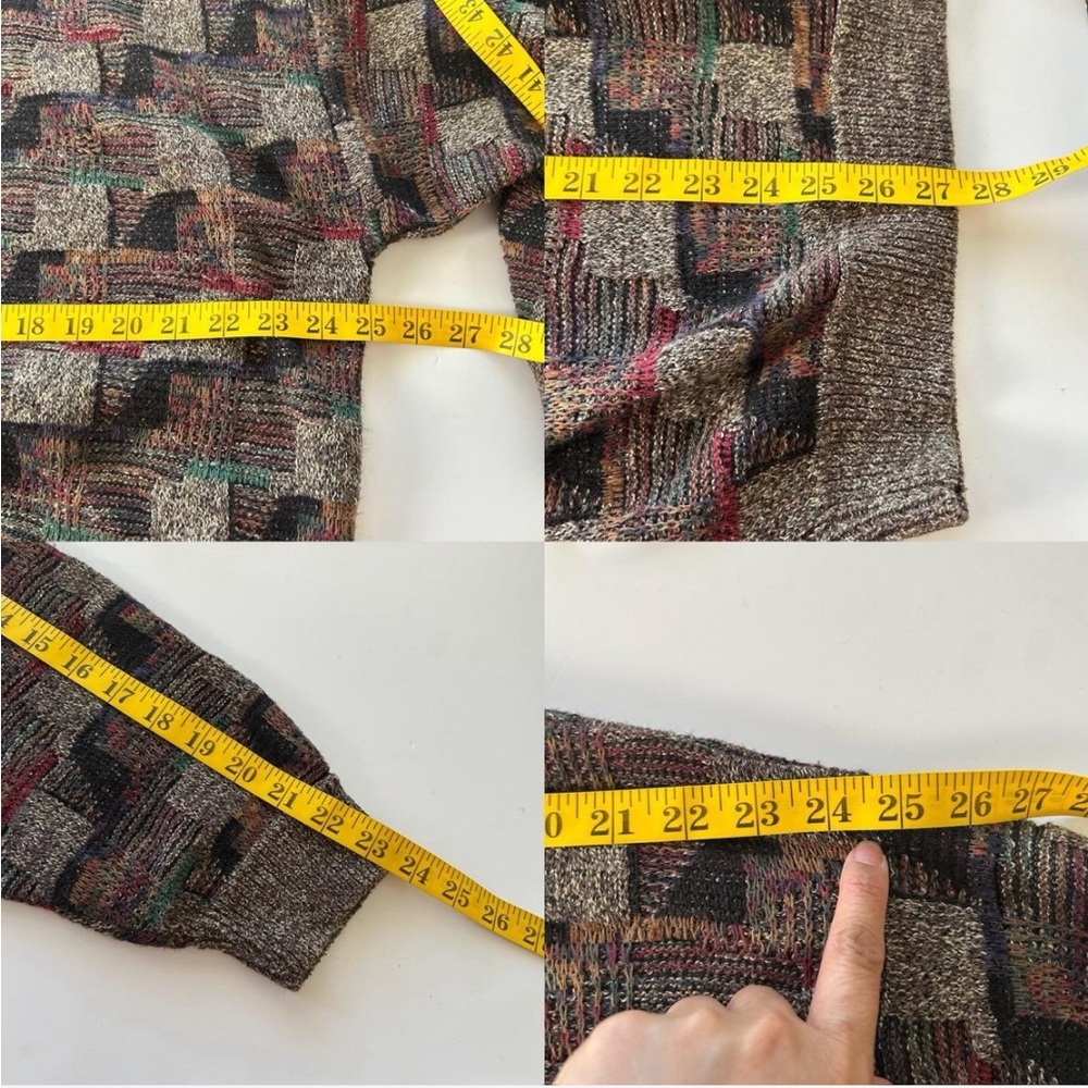 Vintage 90s Coogi Style Textured Knit Sweater Earth Tone Grandpa. - Picture 7 of 8
